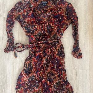 Paisley Print Wrap Dress